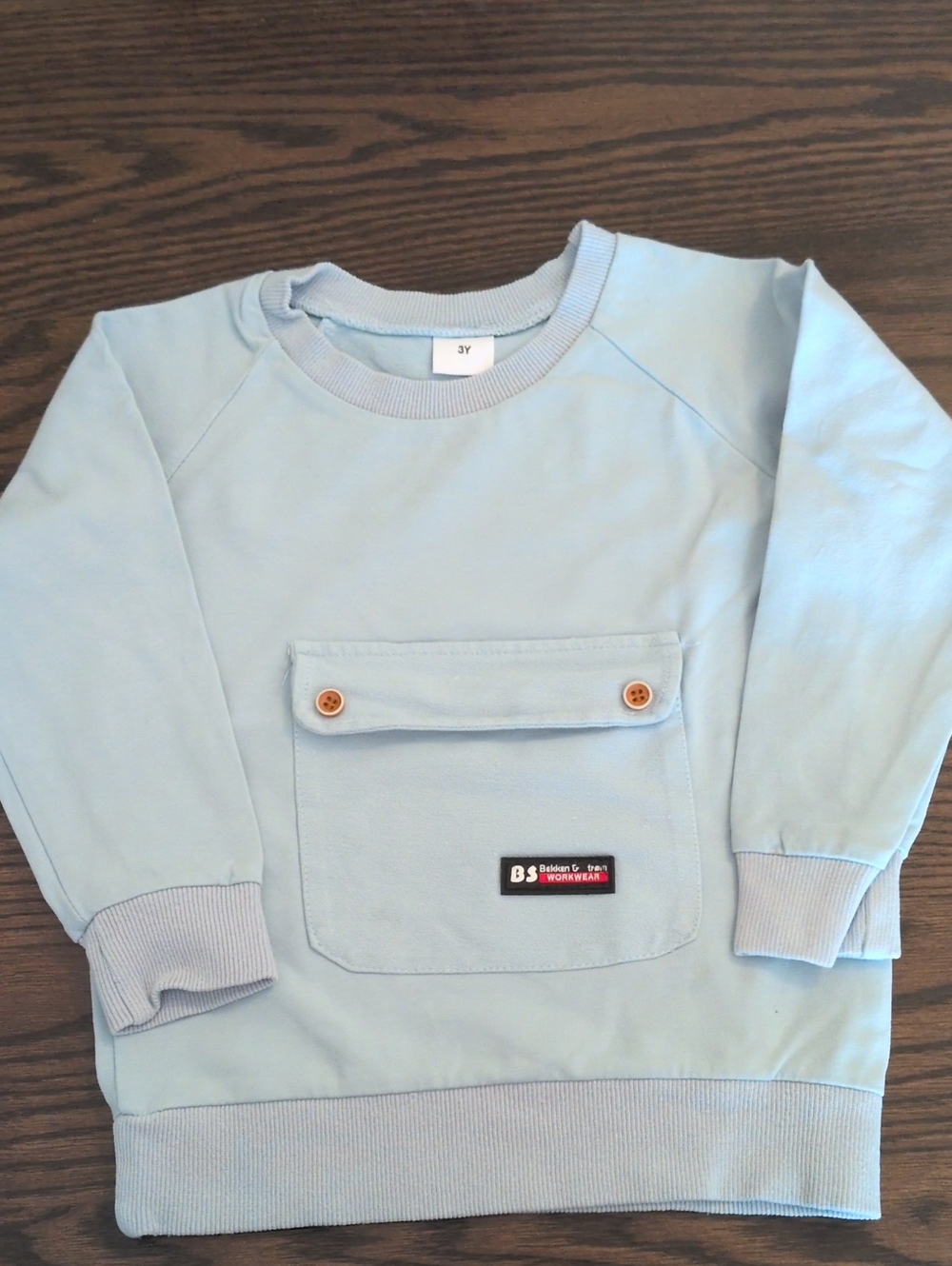 Pat Pat Kids Pale Blue Pullover Sweatshirt with Front Pocket. Size 3T